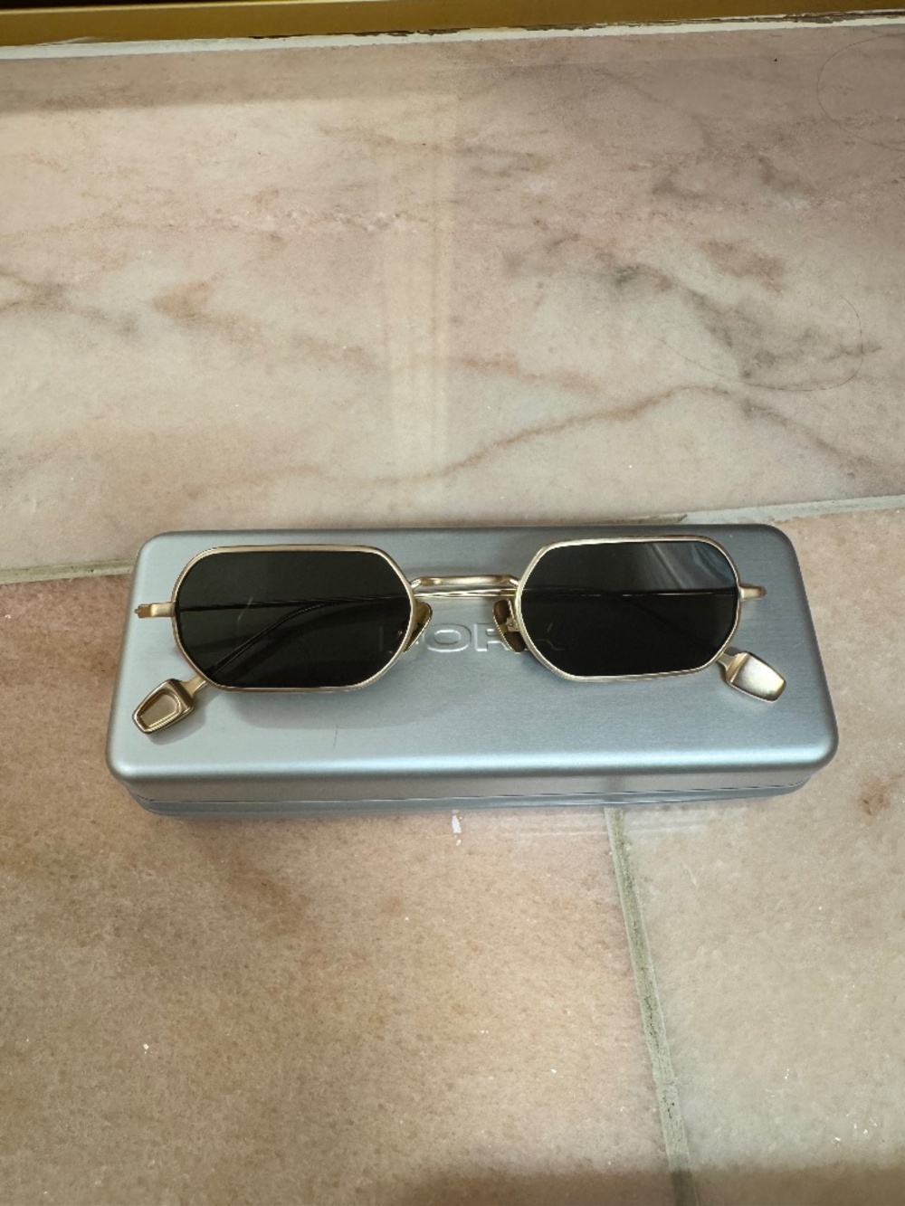 FORK Eyewear HEX Sunglasses - Green Tinted Lenses - Gold Frame UV400